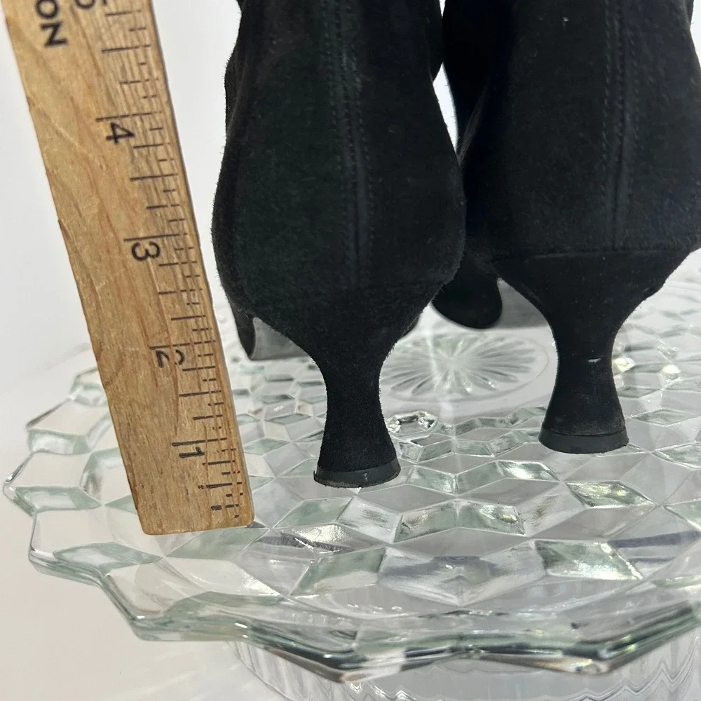 Stuart Weitzman Suede Leather‎ Over the Knee Pull On Boots Kitten Heel Black